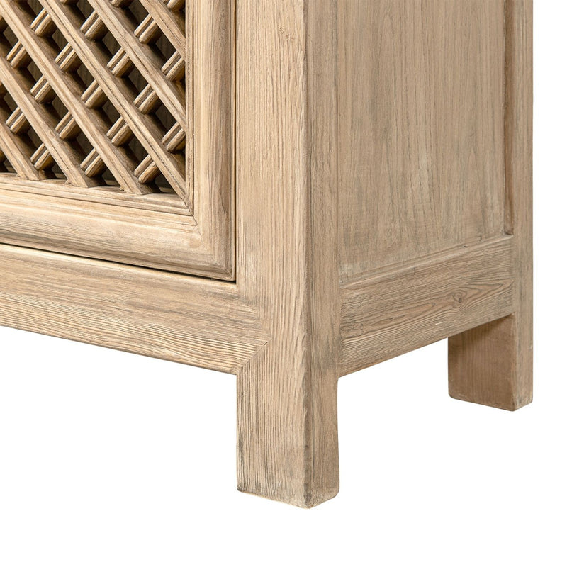 Jennifer Taylor Home Arden 4-door sideboard in natural wood finish, with sleek design and spacious storage compartments.