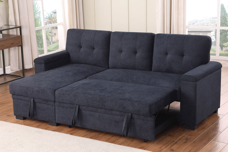 Lucca II - 84.5"W Reversible Sleeper Sectional Sofa with Storage Chaise - R&R Furniture Gallery (Fountain Valley, CA)