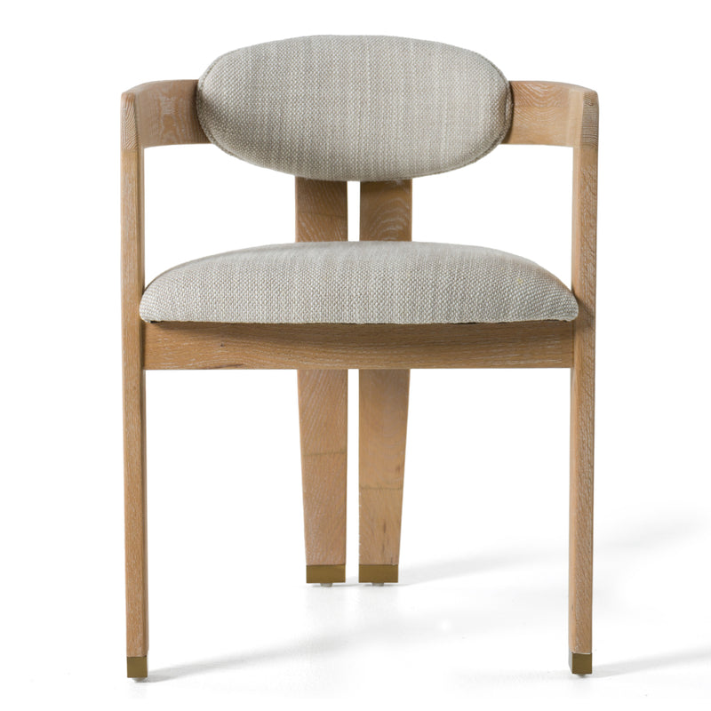Belton - Modern Off-White Fabric + White Wash Oak Dining Chair — view 2