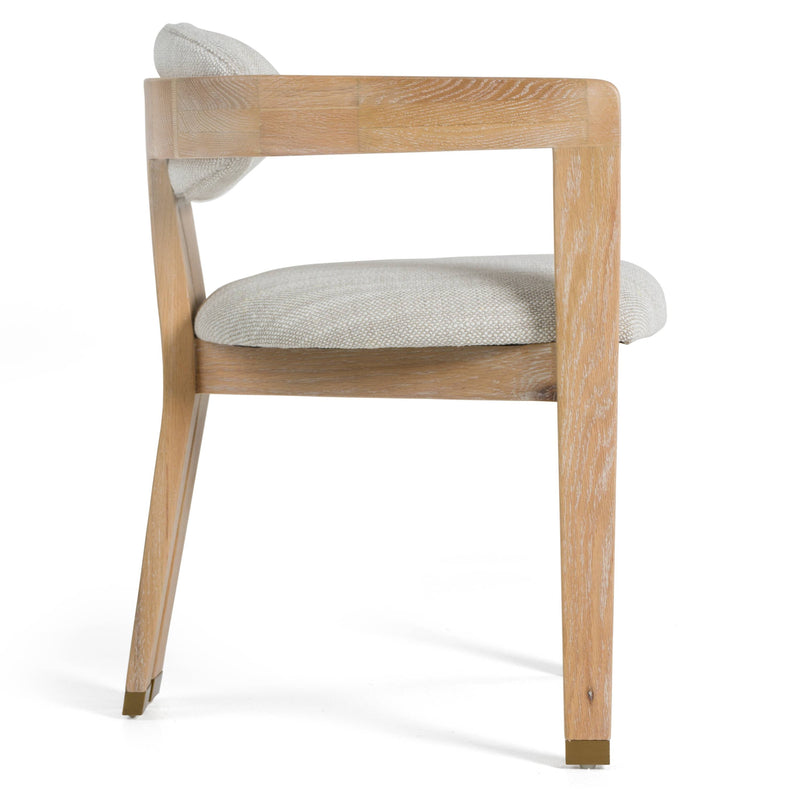 Belton - Modern Off-White Fabric + White Wash Oak Dining Chair — view 3