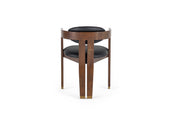 Belton - Modern Black Vegan Leather + Brown Oak Dining Chair — view 2