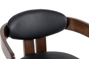 Belton - Modern Black Vegan Leather + Brown Oak Dining Chair — view 3
