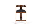 Belton - Modern Black Vegan Leather + Brown Oak Counter Chair