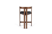Belton - Modern Black Vegan Leather + Brown Oak Counter Chair — view 3