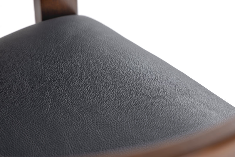 Belton - Modern Black Vegan Leather + Brown Oak Counter Chair — view 4
