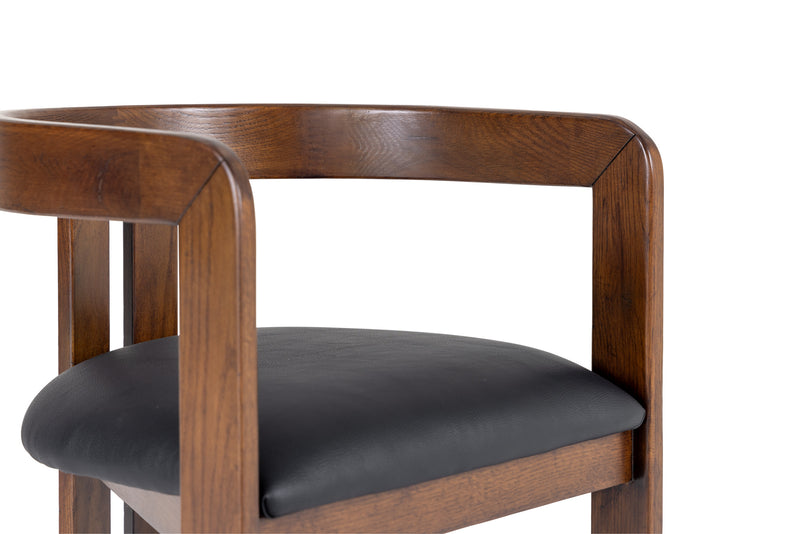 Belton - Modern Black Vegan Leather + Brown Oak Counter Chair — view 5