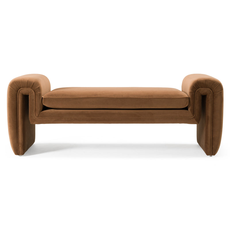 Bentley - Modern Brown Velvet Bench — view 2