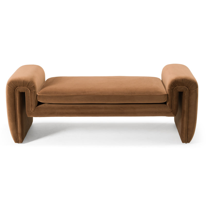 Bentley - Modern Brown Velvet Bench — view 3