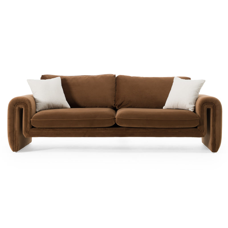 Bentley - Modern Brown Velvet Sofa — view 2