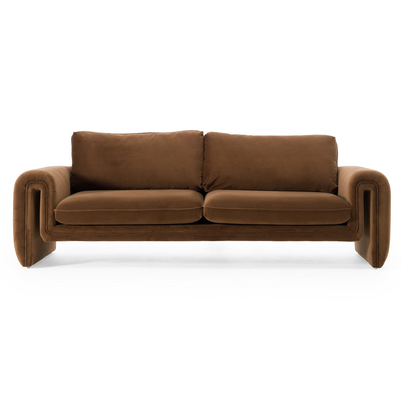 Bentley - Modern Brown Velvet Sofa — view 3