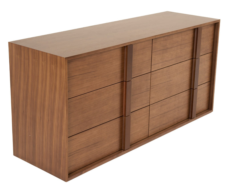 Lambert + Berlin - Modern Beige Fabric + Walnut 4-Piece Bedroom Set — view 4