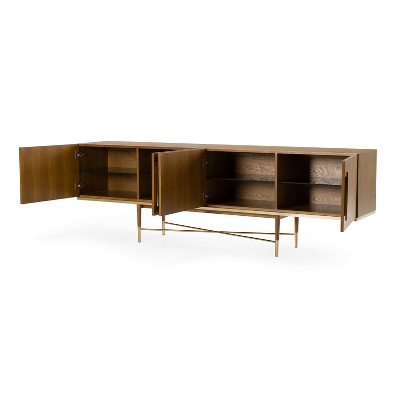 Bernard Mid-Century Modern Walnut & Gold Buffet — view 5