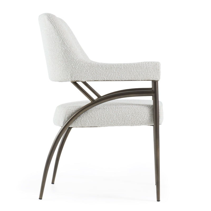 Betty - Modern Off-White Fabric + Bronze Dining Chair — view 2