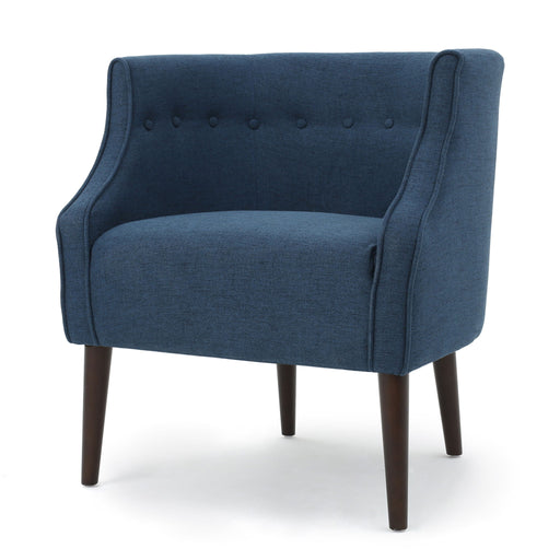 Noble House contemporary upholstered club chair with button tufting, plush fabric, and stylish design for modern living spaces.