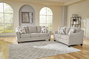 Willarae Benchcraft taupe 2-piece sofa and loveseat set with plush cushions and modern design, perfect for living room decor.