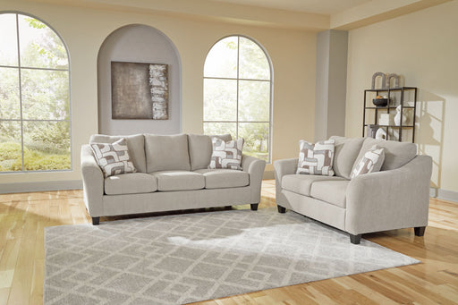 Willarae Benchcraft taupe 2-piece sofa and loveseat set with plush cushions and modern design, perfect for living room decor.