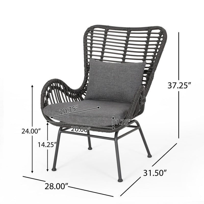 Modern Aesthetic Outdoor Rattan Accent Chair With Metal Legs - R&R Furniture Gallery (Fountain Valley, CA)