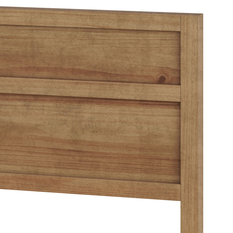 Ridgecrest Home Maddox panel bed with a wooden frame and headboard, showcasing a modern bedroom furniture design.