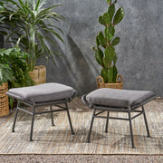 Outdoor Modern Boho Wicker Ottoman With Cushions (Set of 2) - R&R Furniture Gallery (Fountain Valley, CA)