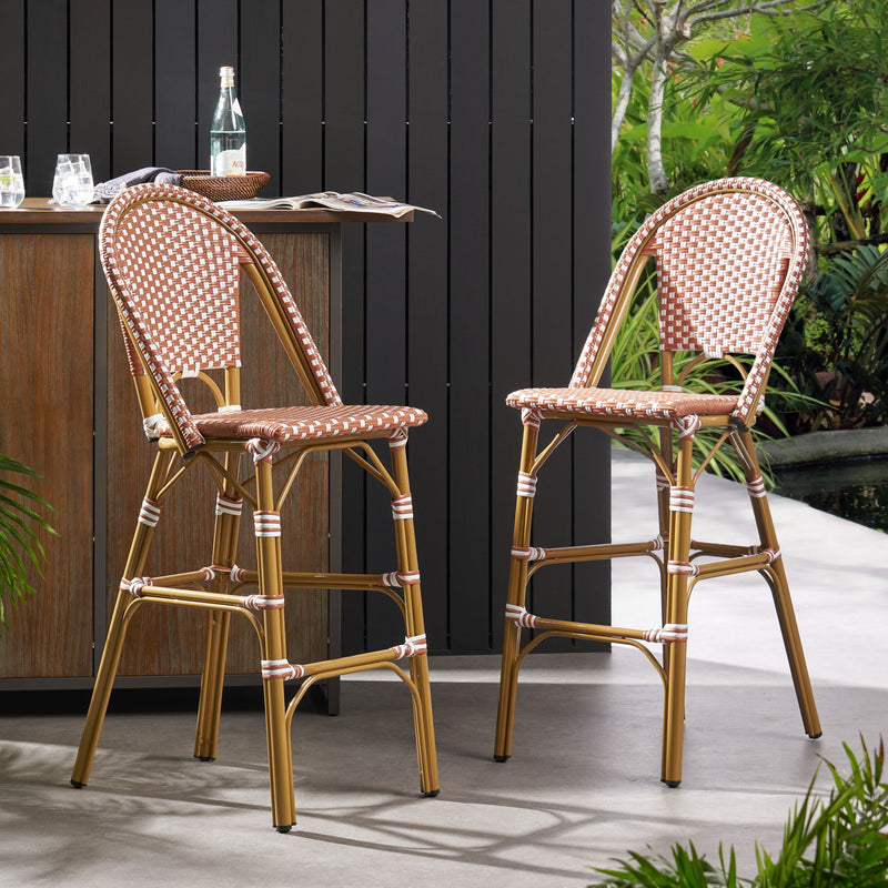 Outdoor Pe Rattan French Barstool Set - R&R Furniture Gallery (Fountain Valley, CA)