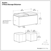 Avalon - 5 Piece Storage Ottoman, Contemporary - R&R Furniture Gallery (Fountain Valley, CA)