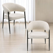 Jirina - Chenille Arm Chair With Metal Legs (Set of 2) - Beige & Black - R&R Furniture Gallery (Fountain Valley, CA)
