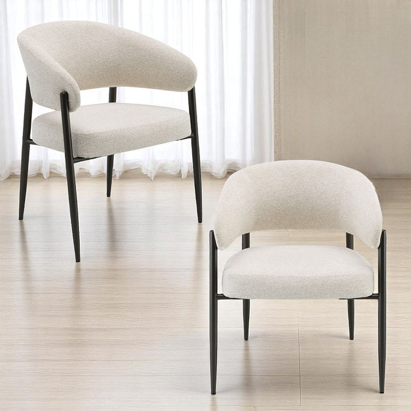 Jirina - Chenille Arm Chair With Metal Legs (Set of 2) - Beige & Black - R&R Furniture Gallery (Fountain Valley, CA)