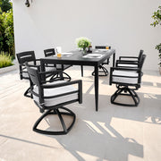 Modern Outdoor Patio Dining Set With Table And Chairs With Sunbrella Cushions - R&R Furniture Gallery (Fountain Valley, CA)