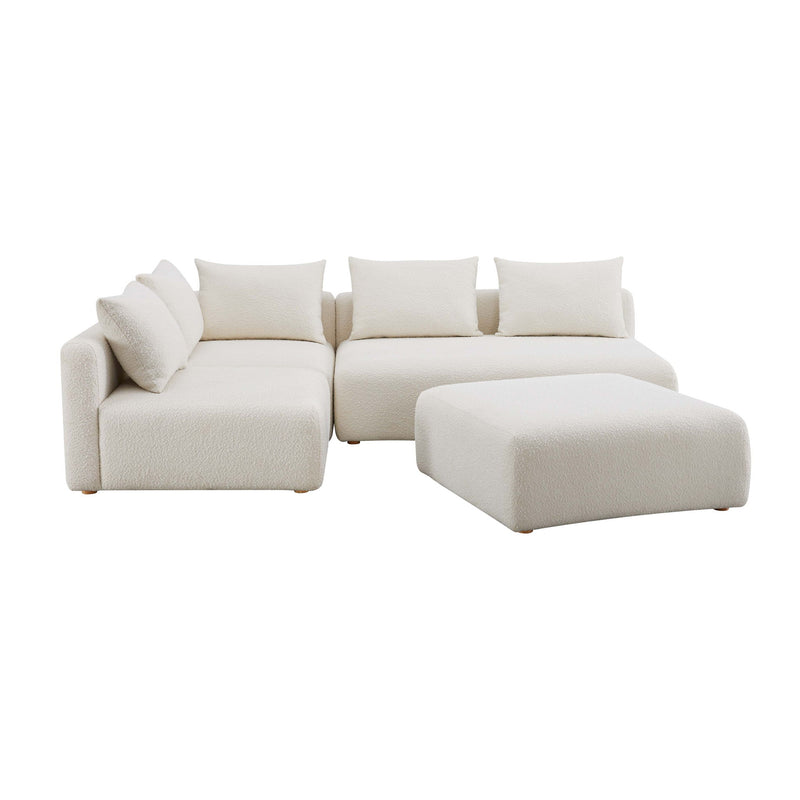 Hangover - 4-Piece Boucle Modular Chaise Sectional - Cream - R&R Furniture Gallery (Fountain Valley, CA)