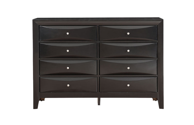 Glory Furniture Marilla dresser with multiple drawers and sleek wood finish, ideal for bedroom storage and organization.