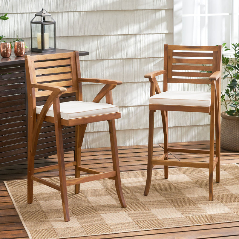 Barstool With Soft Curved Lines And Sturdy Frame (Set of 2) - Brown - R&R Furniture Gallery (Fountain Valley, CA)