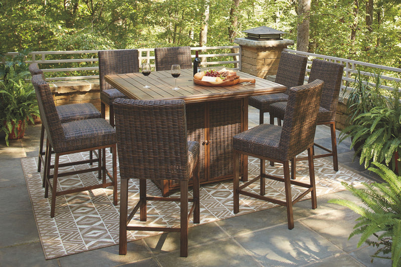 Paradise Trail - Square Bar Table w/Fire Pit - Medium Brown - R&R Furniture Gallery (Fountain Valley, CA)