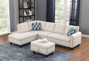 Alger - Wide Left Hand Facing Sofa & Chaise With Ottoman - Beige - R&R Furniture Gallery (Fountain Valley, CA)