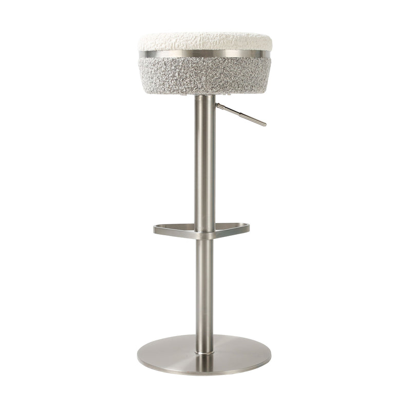 Astro - Boucle Adjustable Stool - White / Gray - R&R Furniture Gallery (Fountain Valley, CA)