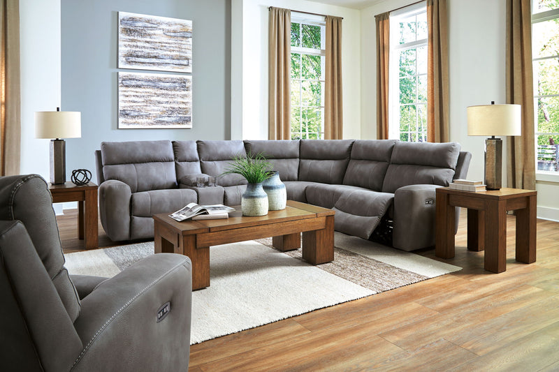 Signature Design by Ashley 6-piece Next-Gen Durapella Power Reclining sectional set with plush cushions and modern design in a living room setting.