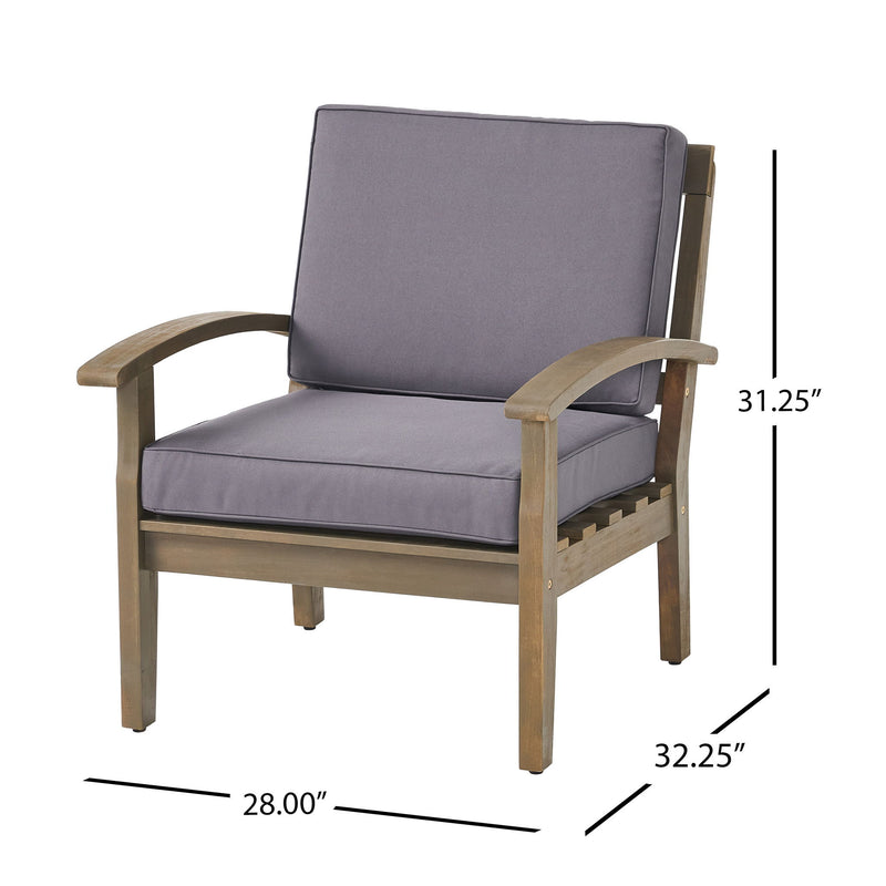 Peyton Club Chair Outdoor Seating Acacia Wood 32.25 X 28.00 X 31.25" - R&R Furniture Gallery (Fountain Valley, CA)