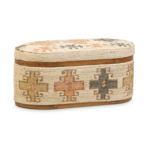 Olivier - Cotton Oval Storage Ottoman - Beige - R&R Furniture Gallery (Fountain Valley, CA)