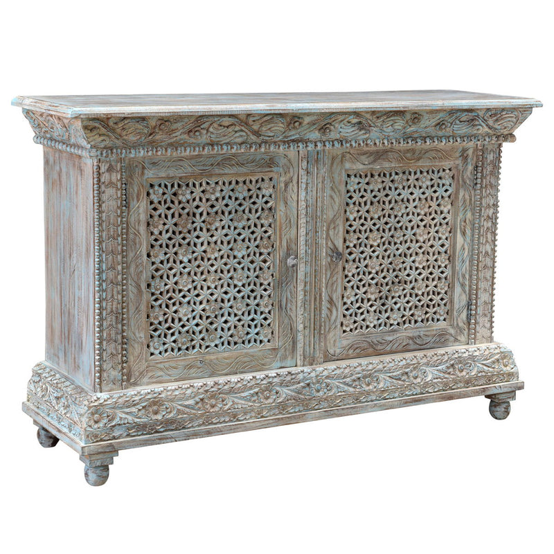 Classic Home Beth Seaside Blue 2-door accent cabinet with storage, featuring a stylish coastal-inspired design and sturdy construction.