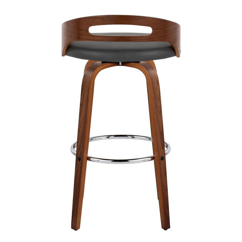 Lumi Source Cassis contemporary fixed-height barstools set of 2 with swivel, round footrest, plush upholstery, and modern design