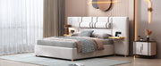 Upholstered Platform Bed, 2 Outlets And USB Charging Ports On Both Sides, 2 Bedside Pillows, Storage Shelves - R&R Furniture Gallery (Fountain Valley, CA)