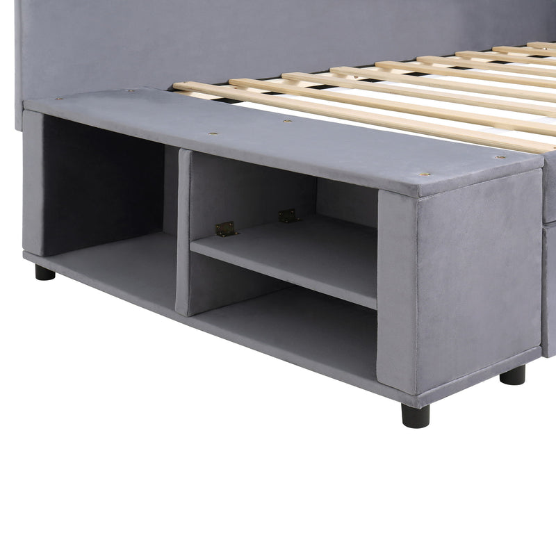 L Shaped Upholstered Platform Bed With Storage And Drawers - R&R Furniture Gallery (Fountain Valley, CA)