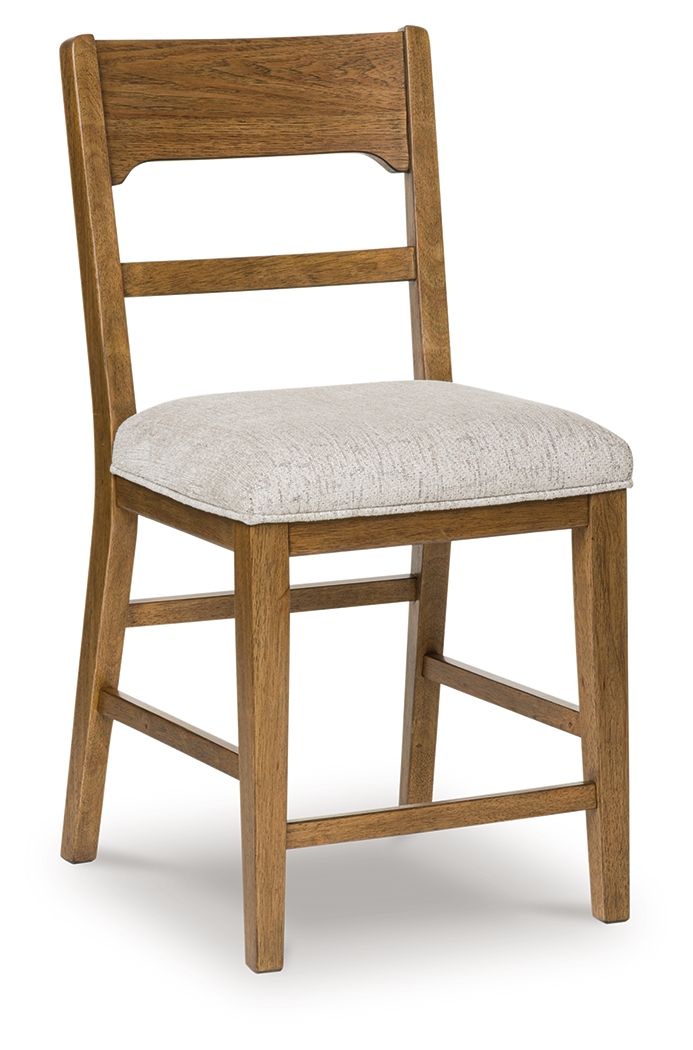 Cabalynn - Upholstered Barstool (Set of 2) - Oatmeal / Light Brown - R&R Furniture Gallery (Fountain Valley, CA)