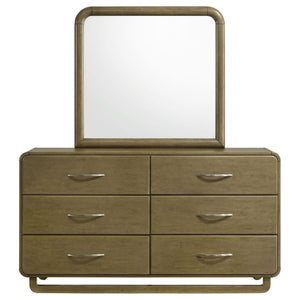 Bernardo - 6 Drawer Dresser And Mirror With Rounded Corners - Nutmeg Brown
