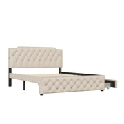 Upholstered Platform Bed With 2 Drawers And 2 Sets Of USB Ports On Each Side, Fabric - R&R Furniture Gallery (Fountain Valley, CA)