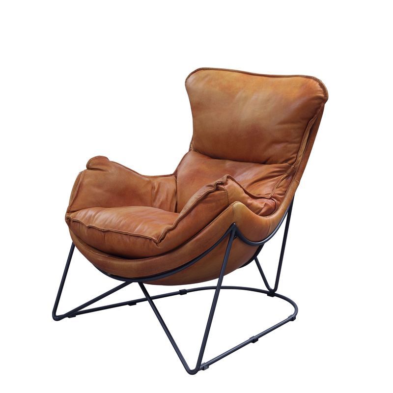 Thurshan - Accent Chair - Aperol Top Grain Leather & Black - R&R Furniture Gallery (Fountain Valley, CA)