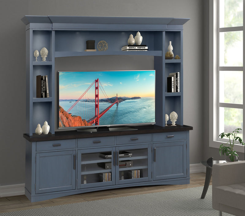 Americana Modern - TV Console with Hutch and LED Lights - R&R Furniture Gallery (Fountain Valley, CA)