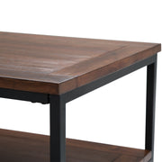 Dark cognac brown Skyler coffee table by Simpli-Home, featuring a modern design with a smooth wooden surface.