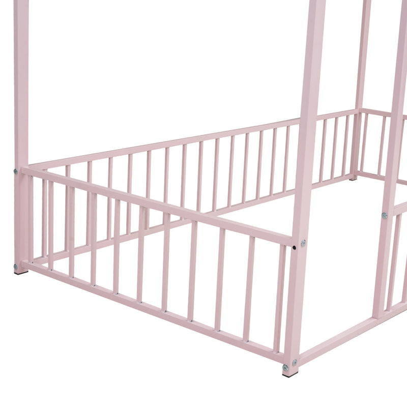 Metal Bed House Bed Frame With Fence - R&R Furniture Gallery (Fountain Valley, CA)
