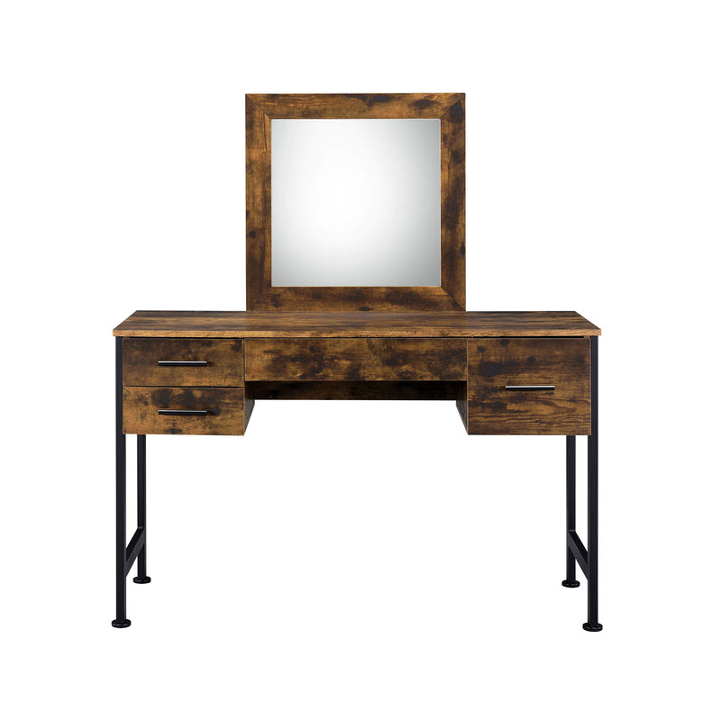 Juvanth - Vanity Desk & Mirror - Rustic Oak & Black - R&R Furniture Gallery (Fountain Valley, CA)