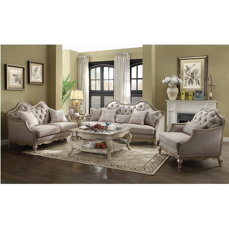 Chelmsford - Sofa With 5 Pillows - Beige Fabric & Antique Taupe - R&R Furniture Gallery (Fountain Valley, CA)